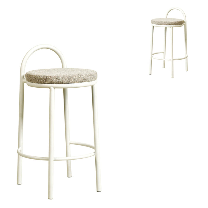 CBS8599-FH 63cm White Frame Bar Stool - Clay Grey (Set of 2)