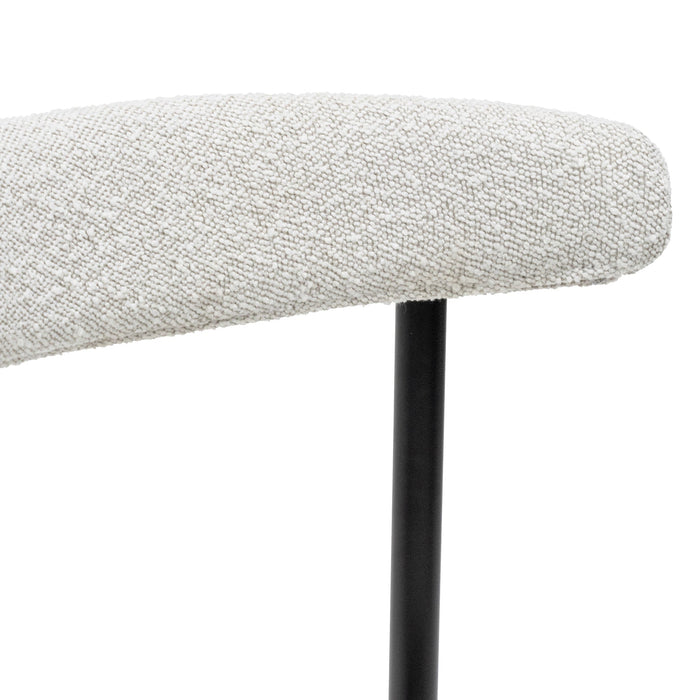 CDC6996-SD Fabric Dining Chair - Moon White Boucle and Black Legs