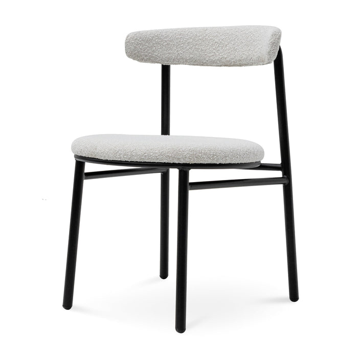 CDC6996-SD Fabric Dining Chair - Moon White Boucle and Black Legs