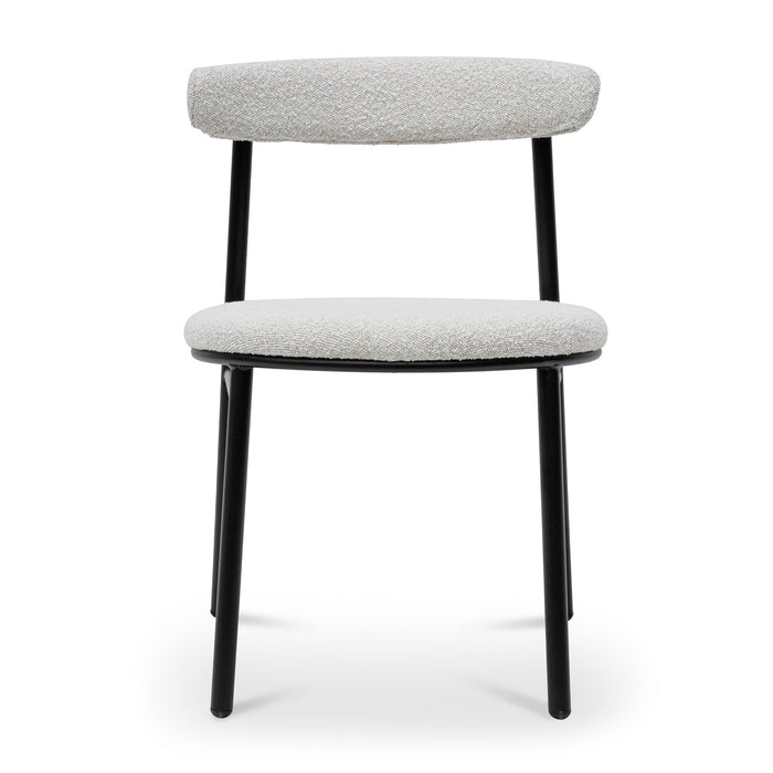 CDC6996-SD Fabric Dining Chair - Moon White Boucle and Black Legs (Set of 2)