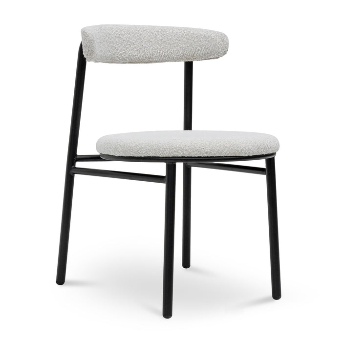 CDC6996-SD Fabric Dining Chair - Moon White Boucle and Black Legs