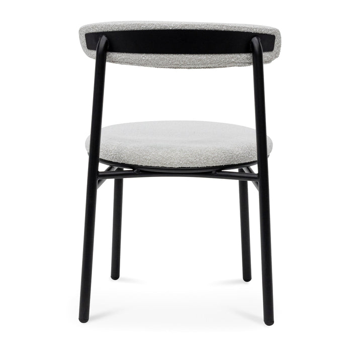 CDC6996-SD Fabric Dining Chair - Moon White Boucle and Black Legs