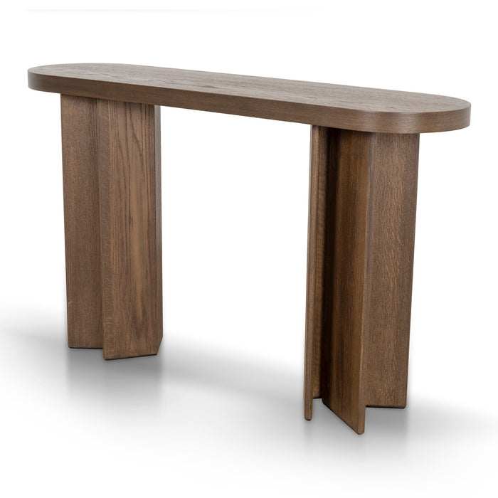 CDT8703-VA 1.3m Pill Shape Console Table - Caramel Oak