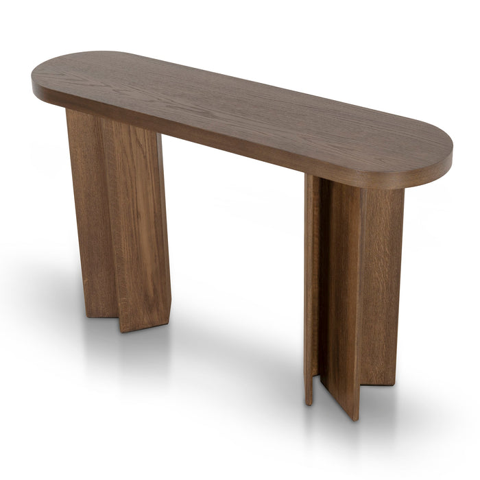 CDT8703-VA 1.3m Pill Shape Console Table - Caramel Oak