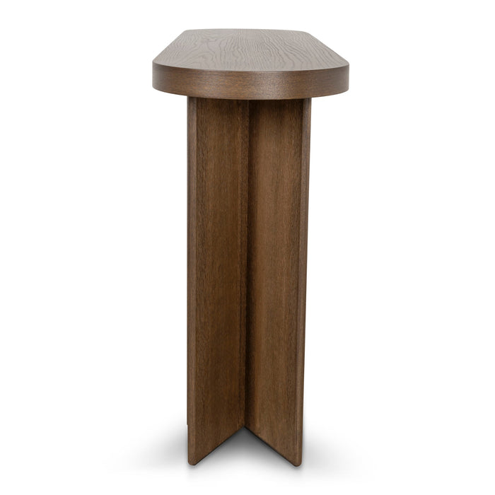 CDT8703-VA 1.3m Pill Shape Console Table - Caramel Oak