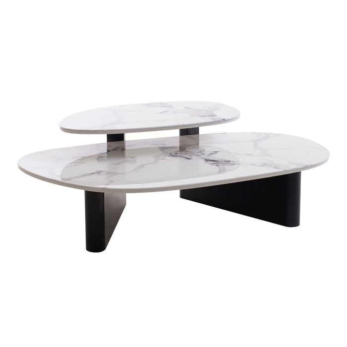 CCF10030-IG Marble Textured Glass Coffee Table - Black