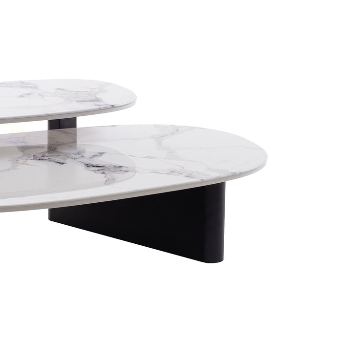 CCF10030-IG Marble Textured Glass Coffee Table - Black