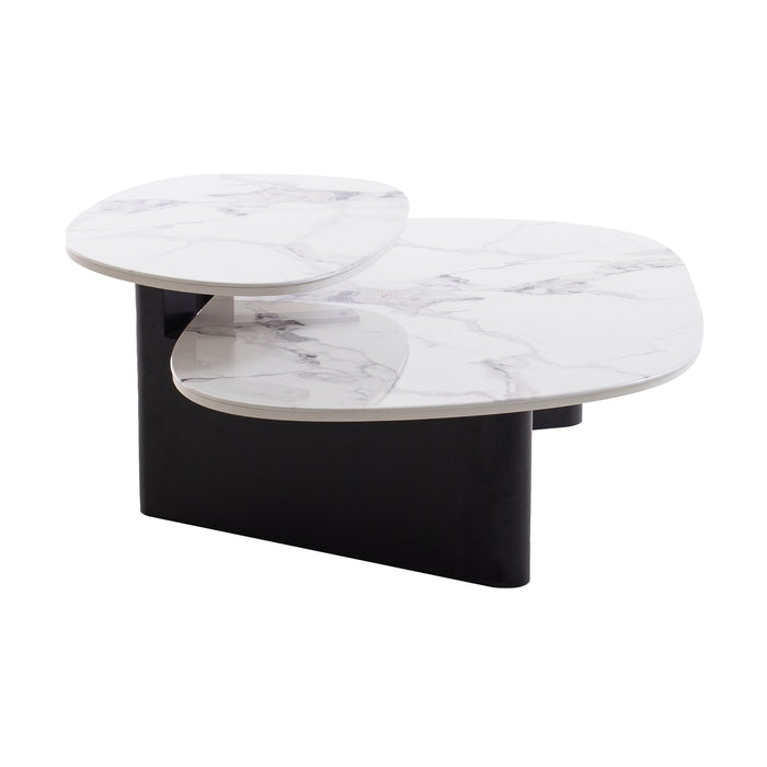 CCF10030-IG Marble Textured Glass Coffee Table - Black