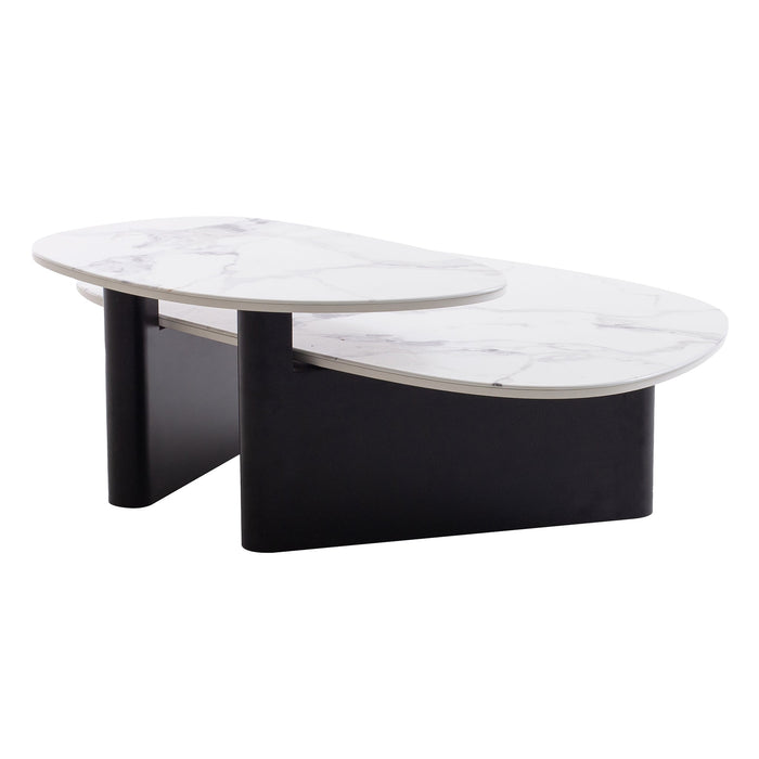 CCF10030-IG Marble Textured Glass Coffee Table - Black