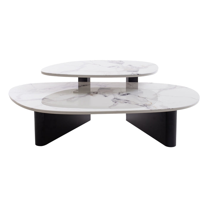 CCF10030-IG Marble Textured Glass Coffee Table - Black