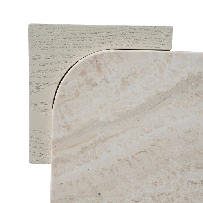 Zenlo 1.26m Travertine Coffee Table - Ivory Oat