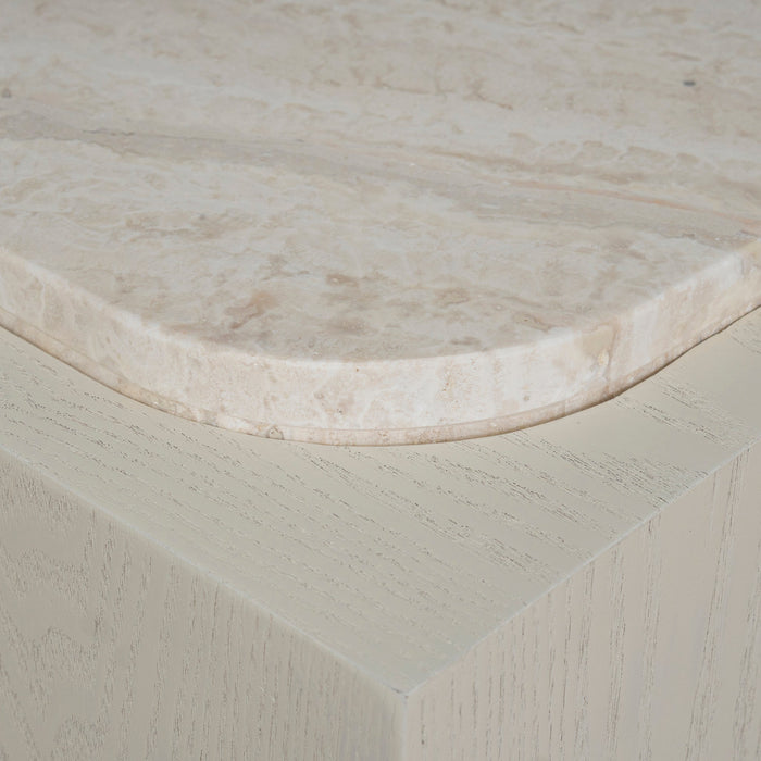 Zenlo 1.26m Travertine Coffee Table - Ivory Oat