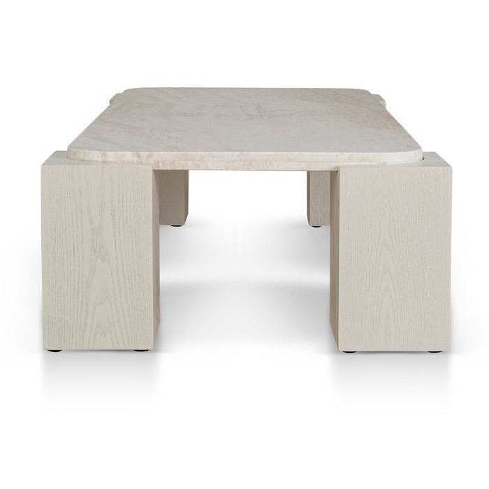 Zenlo 1.26m Travertine Coffee Table - Ivory Oat