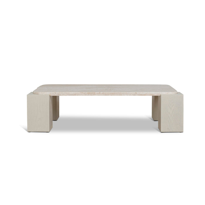 Zenlo 1.26m Travertine Coffee Table - Ivory Oat