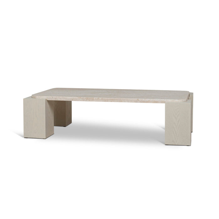 Zenlo 1.26m Travertine Coffee Table - Ivory Oat