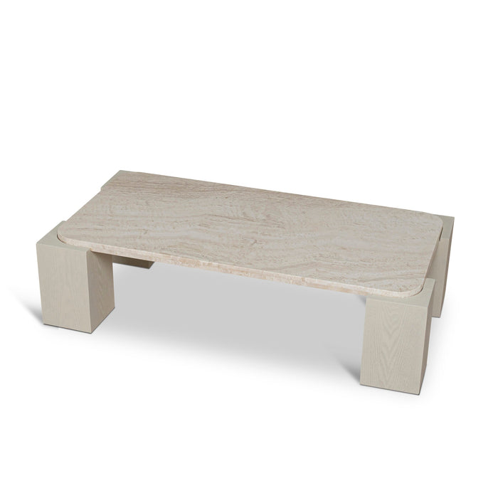 Zenlo 1.26m Travertine Coffee Table - Ivory Oat