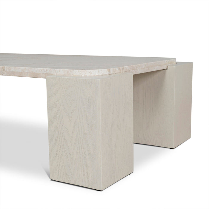 Zenlo 1.26m Travertine Coffee Table - Ivory Oat