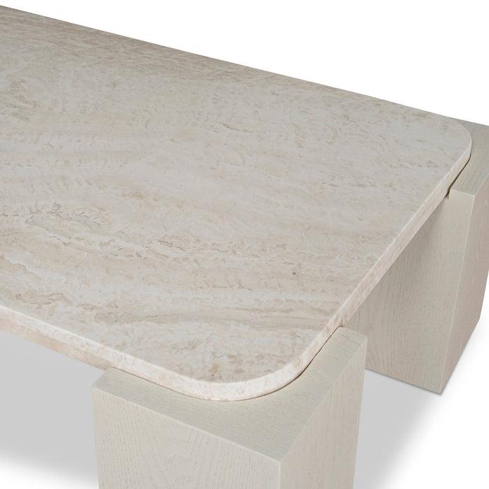 Zenlo 1.26m Travertine Coffee Table - Ivory Oat