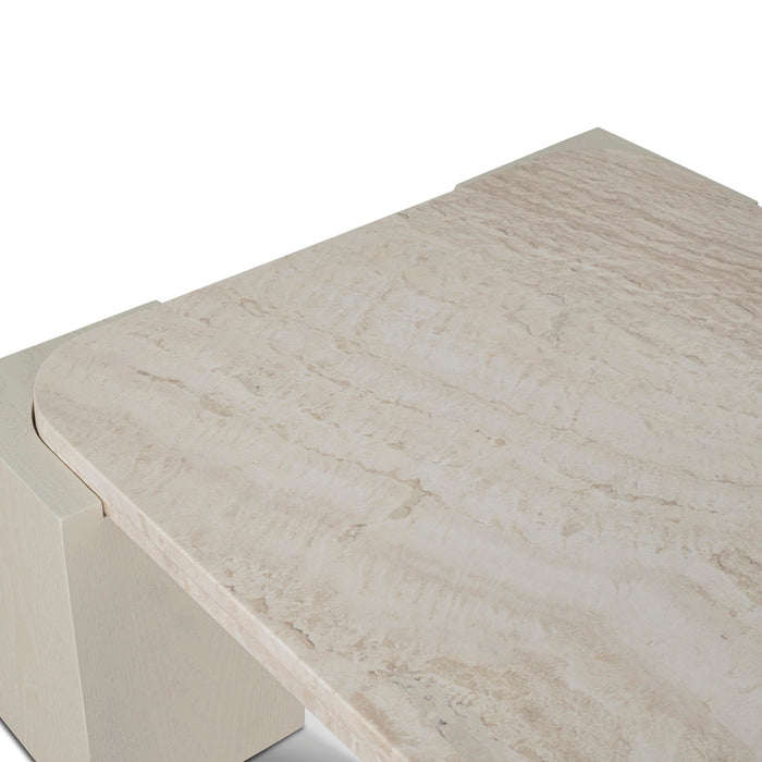 Zenlo 1.26m Travertine Coffee Table - Ivory Oat