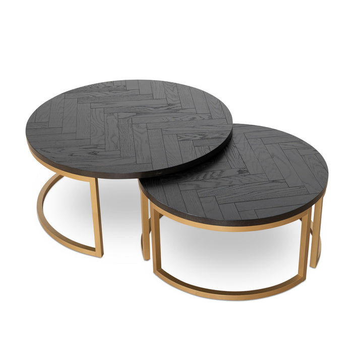 Wilma Nested Coffee Table - Peppercorn and Brass