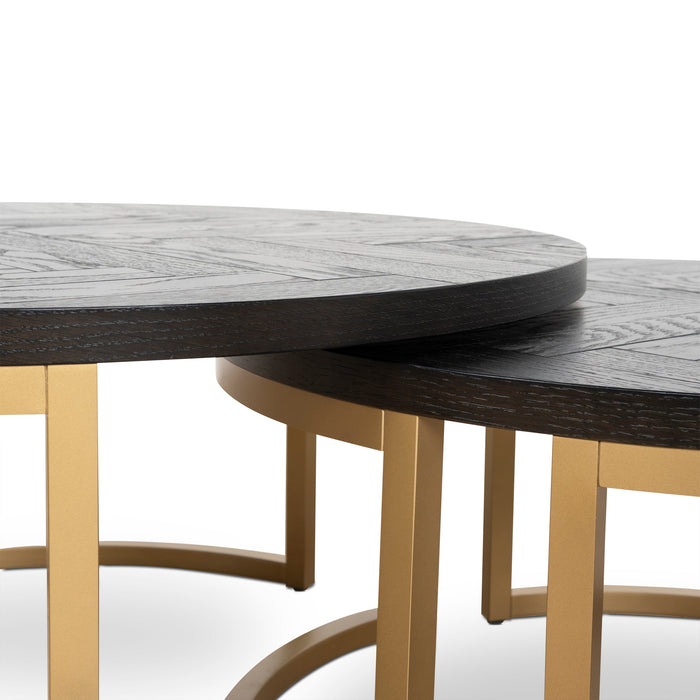 Wilma Nested Coffee Table - Peppercorn and Brass