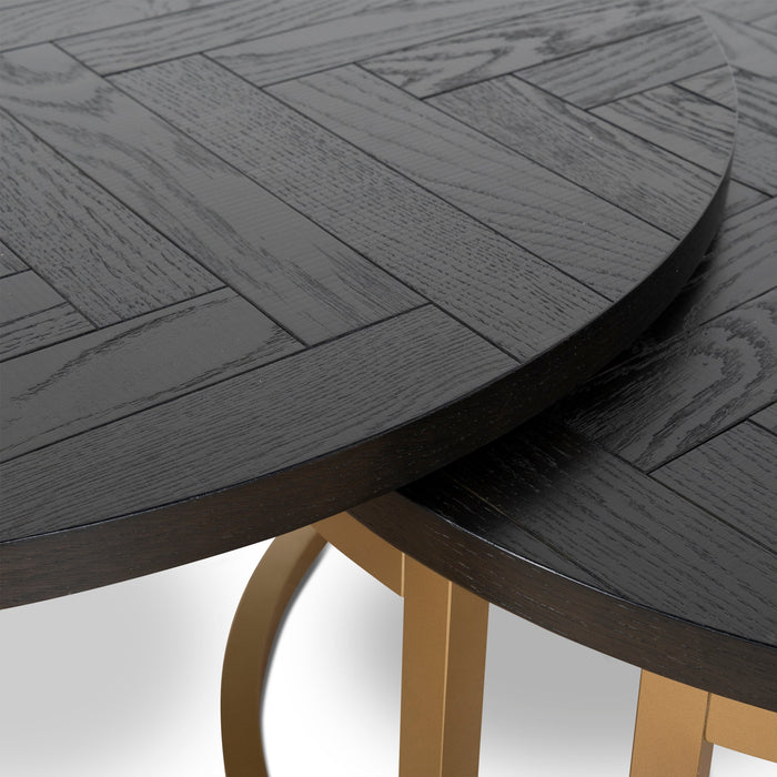 Wilma Nested Coffee Table - Peppercorn and Brass