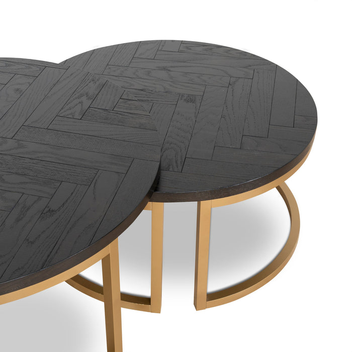 Wilma Nested Coffee Table - Peppercorn and Brass