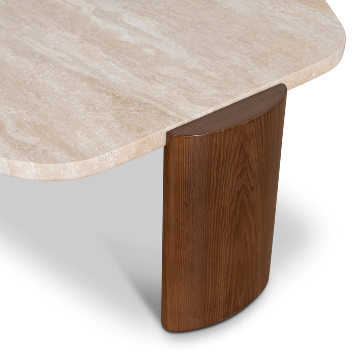 Larisa 100cm Travertine Coffee Table - Walnut