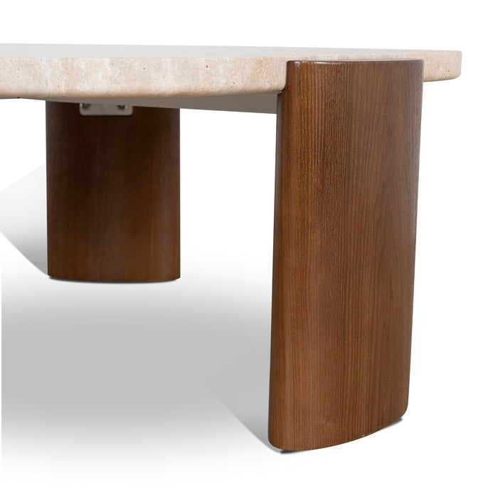 Larisa 100cm Travertine Coffee Table - Walnut