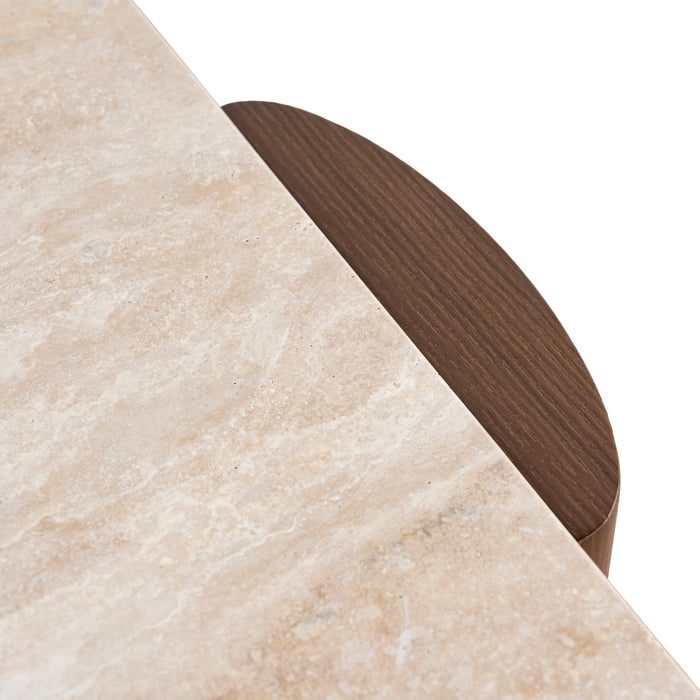 Larisa 100cm Travertine Coffee Table - Walnut
