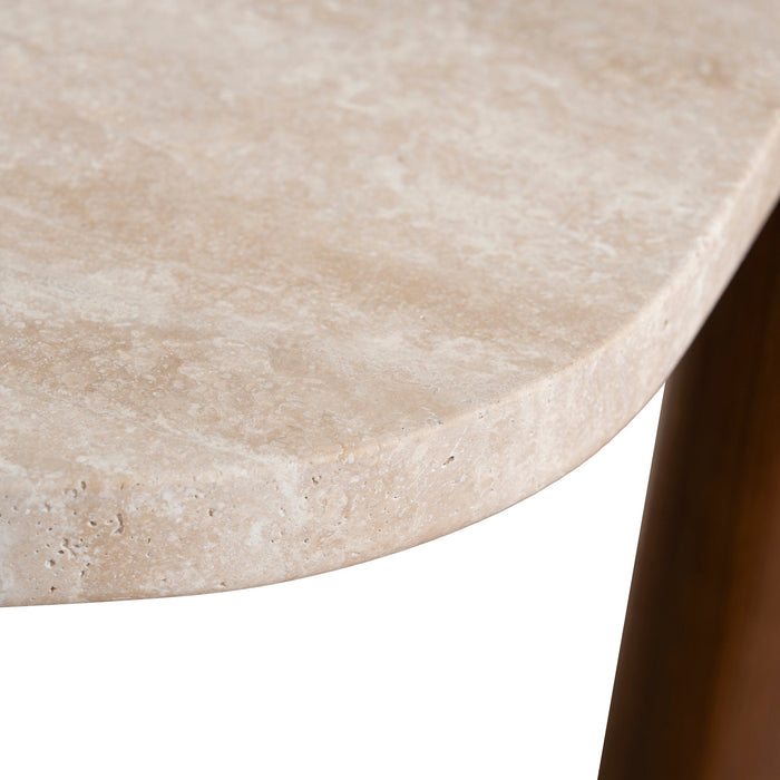Larisa 100cm Travertine Coffee Table - Walnut