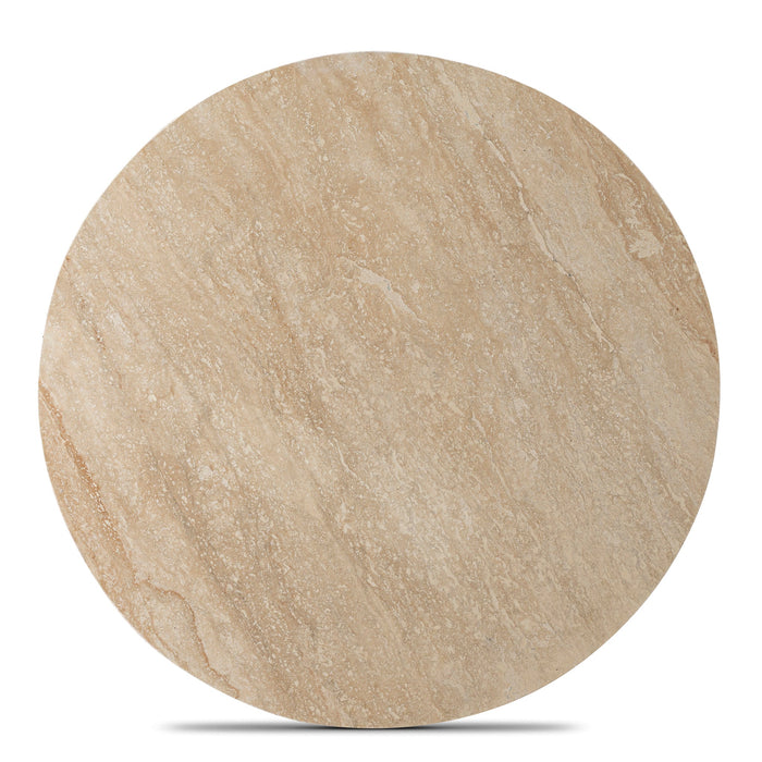 Maxine 100cm Round Travertine Coffee Table - Black