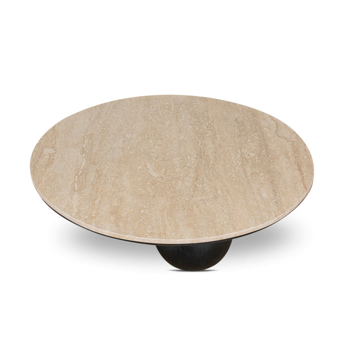 Maxine 100cm Round Travertine Coffee Table - Black