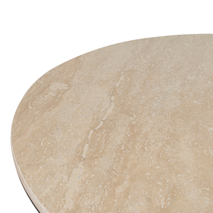 Maxine 100cm Round Travertine Coffee Table - Black