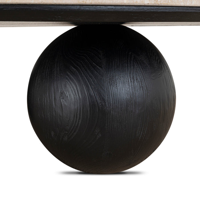 Maxine 100cm Round Travertine Coffee Table - Black