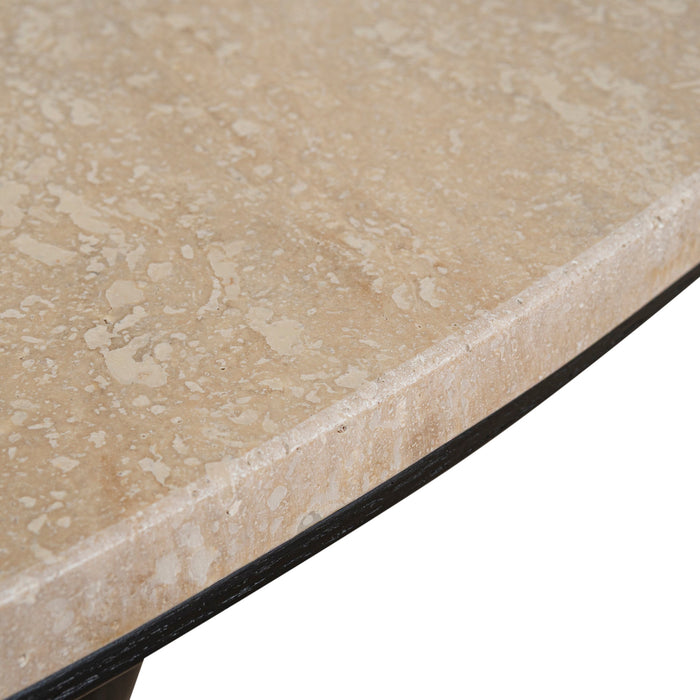Maxine 100cm Round Travertine Coffee Table - Black