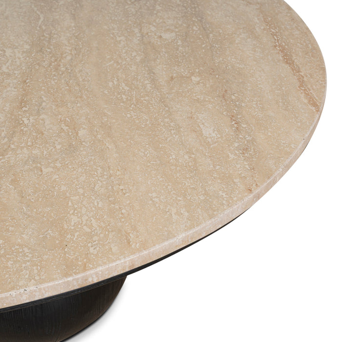 Maxine 100cm Round Travertine Coffee Table - Black