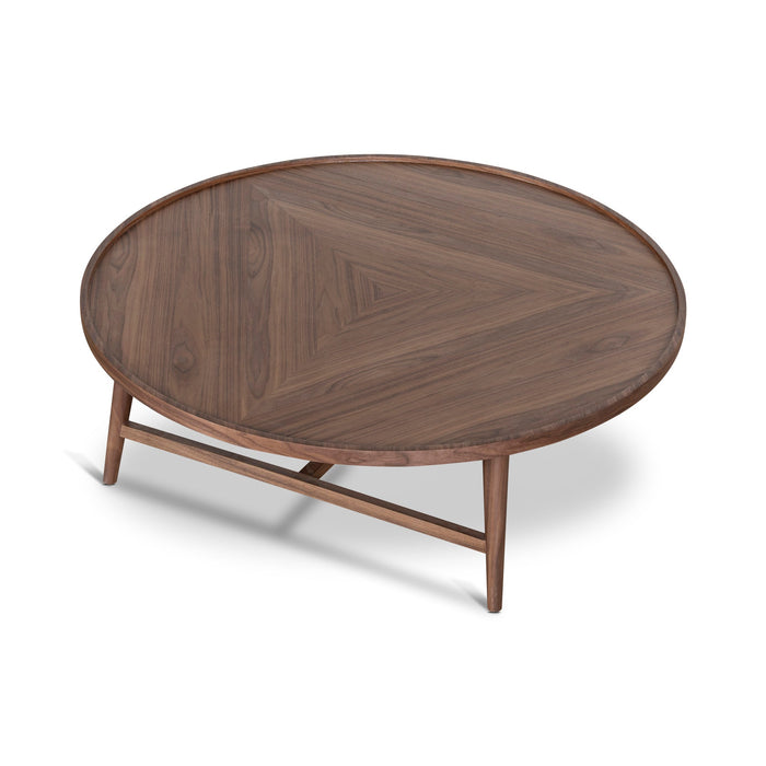 Brenda 1.1m Wooden Round Coffee Table - Walnut