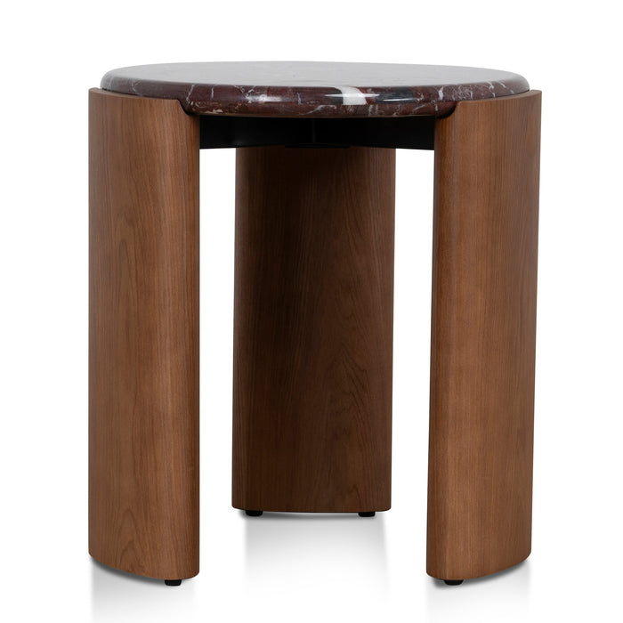 Marbela Nested Rosso Levanto Marble Coffee Table - Walnut
