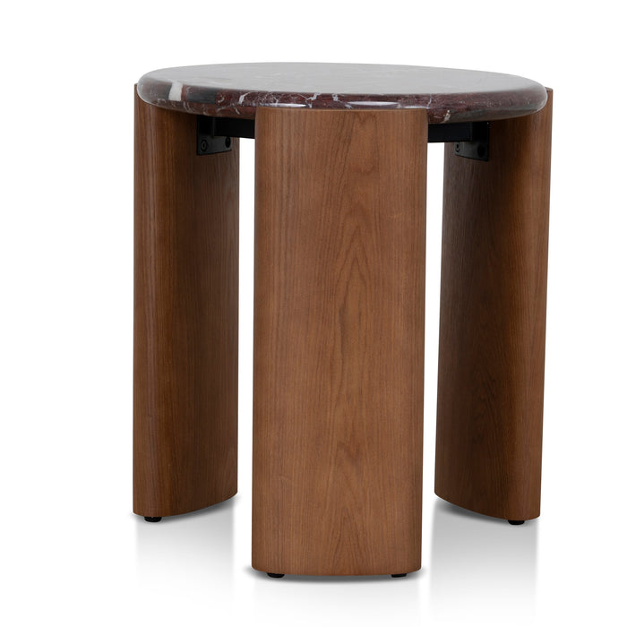 Marbela Nested Rosso Levanto Marble Coffee Table - Walnut