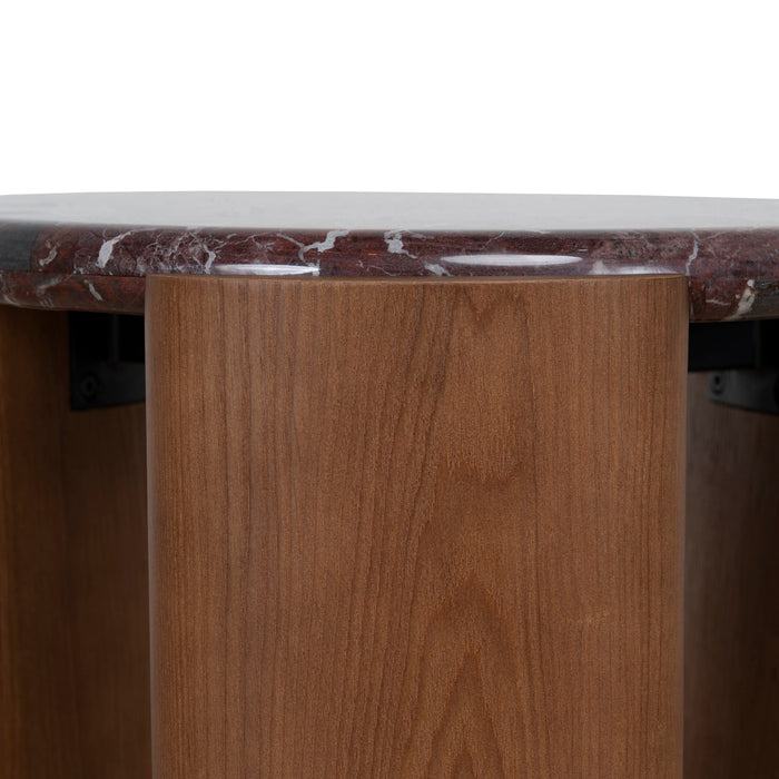 Marbela Nested Rosso Levanto Marble Coffee Table - Walnut