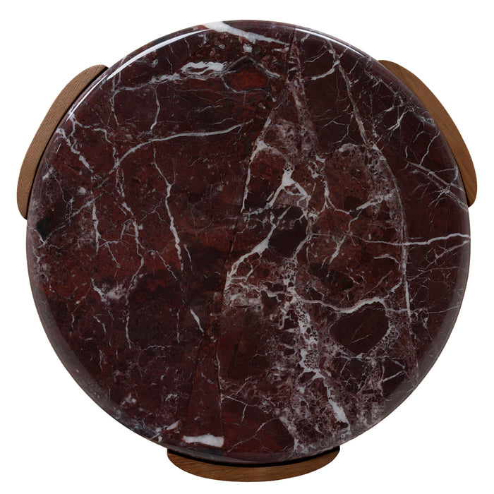 Marbela Nested Rosso Levanto Marble Coffee Table - Walnut