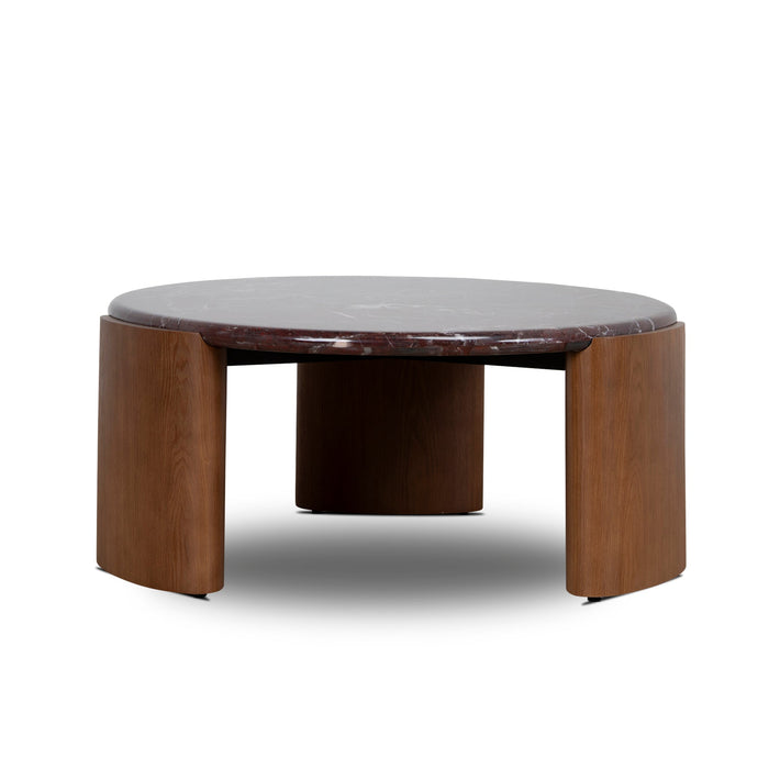 Marbela Nested Rosso Levanto Marble Coffee Table - Walnut