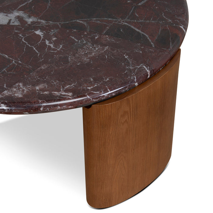 Marbela Nested Rosso Levanto Marble Coffee Table - Walnut