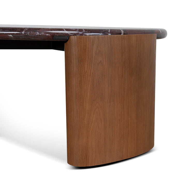 Marbela Nested Rosso Levanto Marble Coffee Table - Walnut