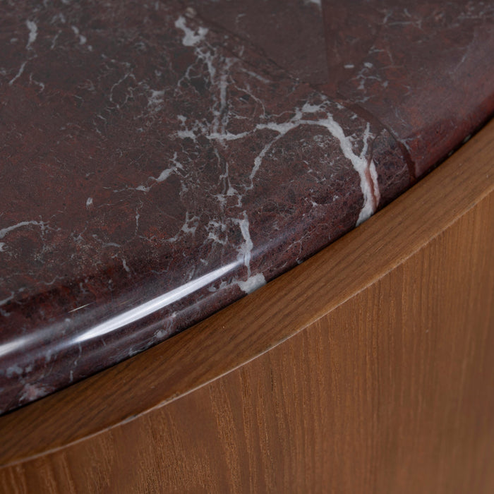 Marbela Nested Rosso Levanto Marble Coffee Table - Walnut