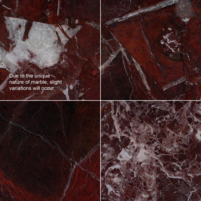 Marbela Nested Rosso Levanto Marble Coffee Table - Walnut