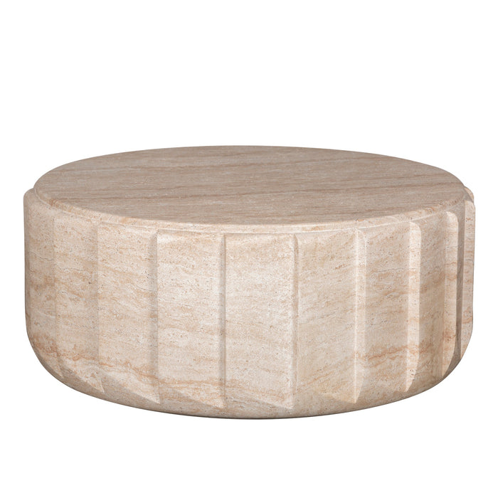 Etrusca 90cm Round Coffee Table - Light Travertine Look