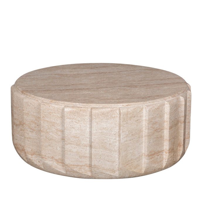 Etrusca 90cm Round Coffee Table - Light Travertine Look