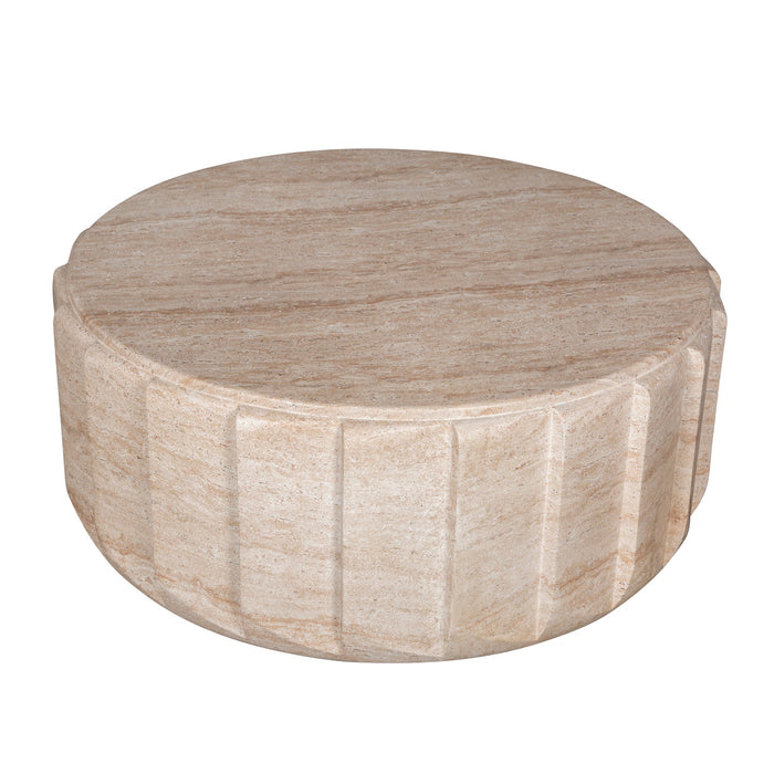 Etrusca 90cm Round Coffee Table - Light Travertine Look